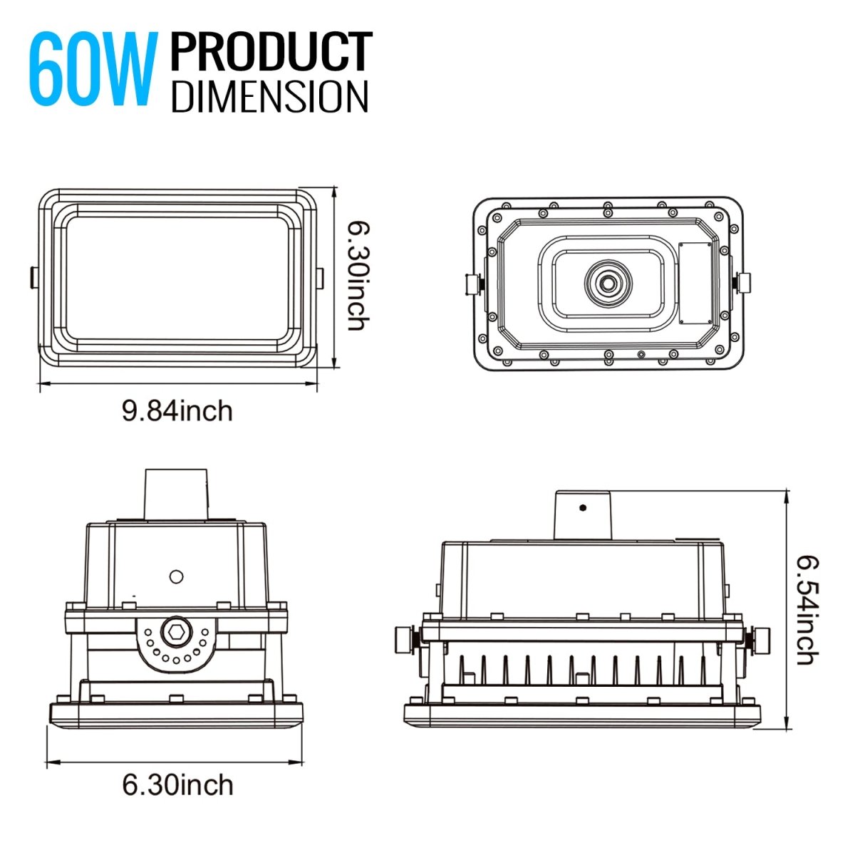 60 Watt LED Explosion Proof Flood Light, A Series, Non Dimmable, 5000K, 8400LM, AC100 - 277V, IP66, Hazardous Location Lighting Fixtures - LEDMyPlace