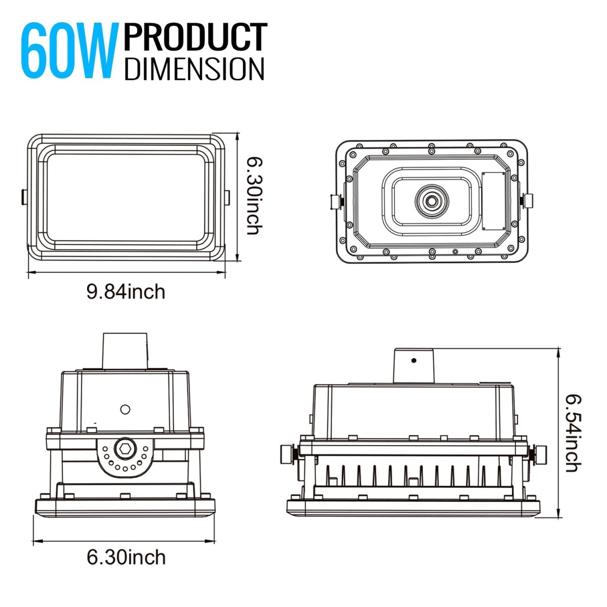 60 Watt LED Explosion Proof Flood Light, D Series, Dimmable, 5000K, 8100LM, AC100 - 277V, IP66, Hazardous Location Lighting Fixtures - LEDMyPlace