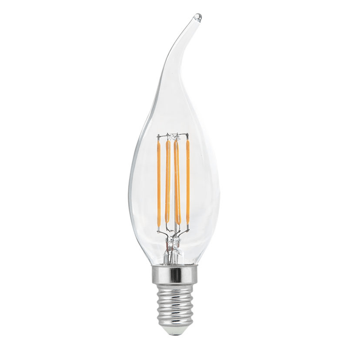 6W Filament LED Bulb, 2700K, 500LM, 120V/60Hz, 4 - filament, E12, Candelabra Light Bulbs, Dimmable, Clear - LEDMyPlace