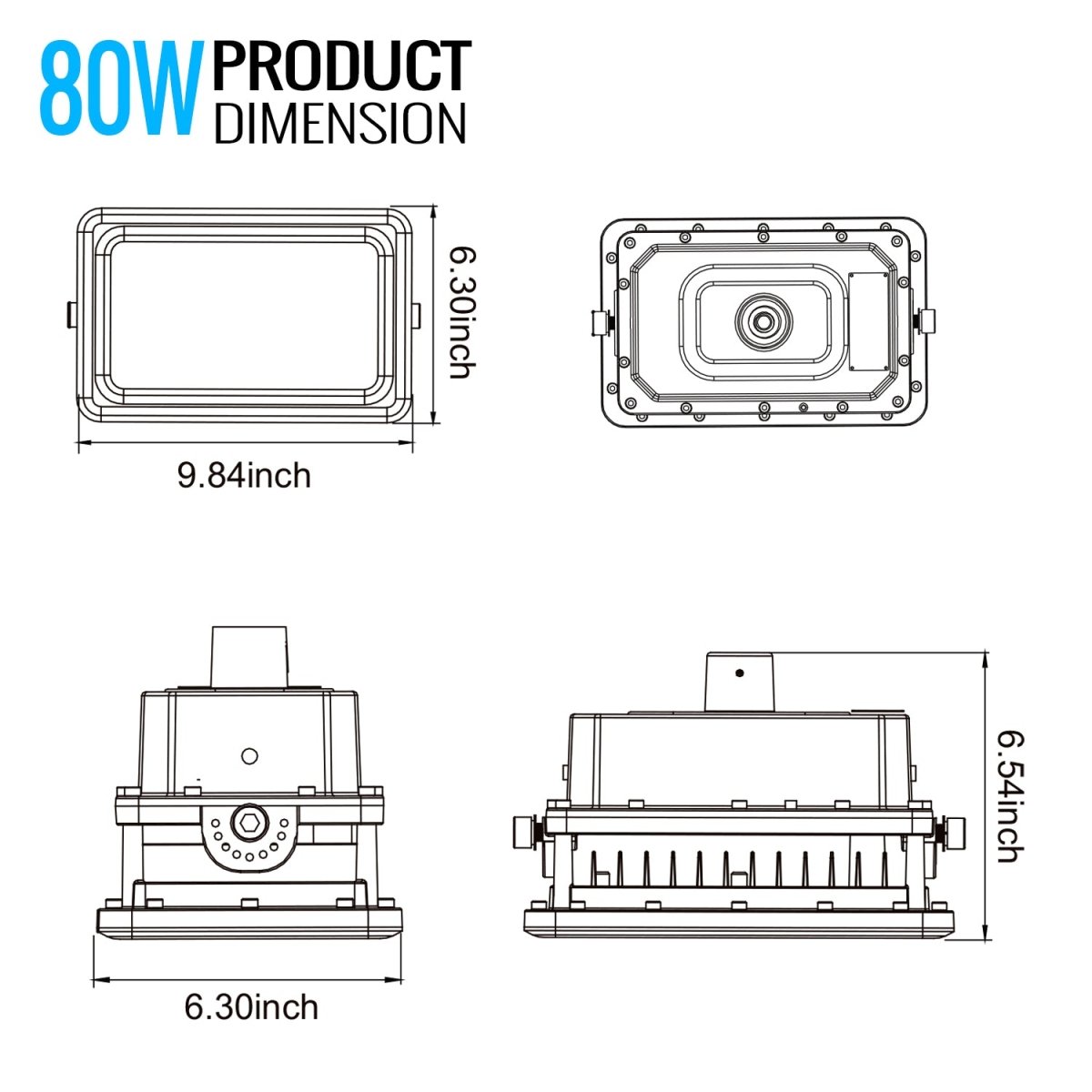 80 Watt LED Explosion Proof Flood Light, A Series, Dimmable, 5000K, 10800LM, AC100 - 277V, IP66, Hazardous Location Lighting Fixtures - LEDMyPlace