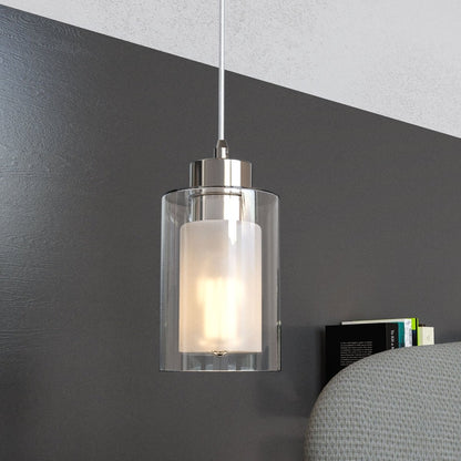 8W Cylinder Shape LED Pendant Light, Brushed Nickel Finish, 4000K (Cool White), 500 Lumens, ETL Listed - LEDMyPlace