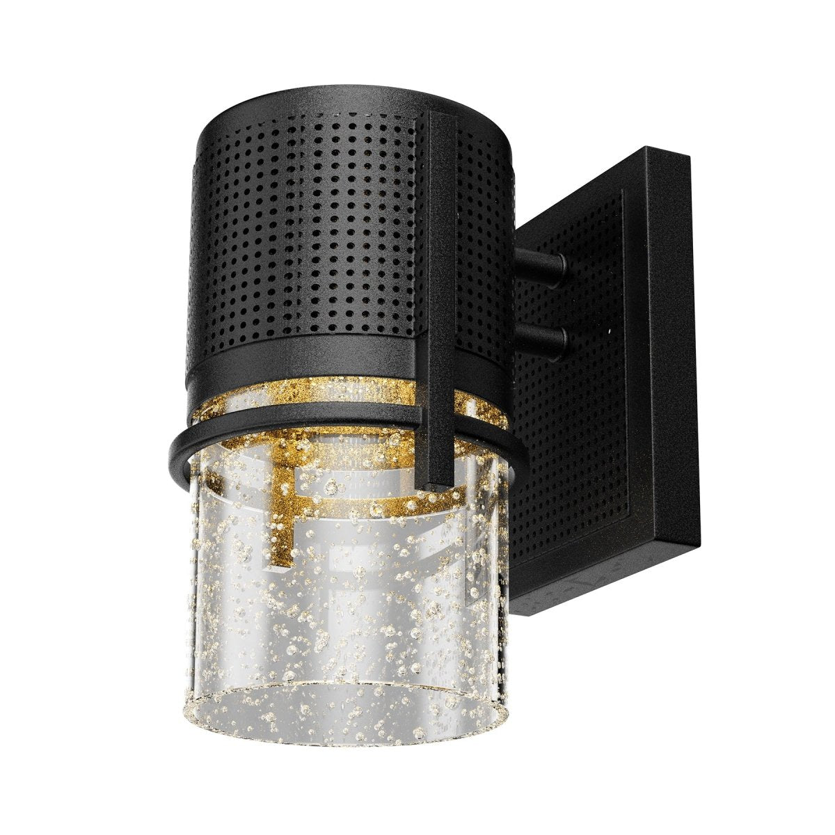 9W Cylinder LED Wall Sconce Light 5000K Daylight White, 500 Lumens, LED Outdoor Wall Light, Clear Bubble Glass, 120V Dimmable ETL Listed Textured Black Finish - LEDMyPlace