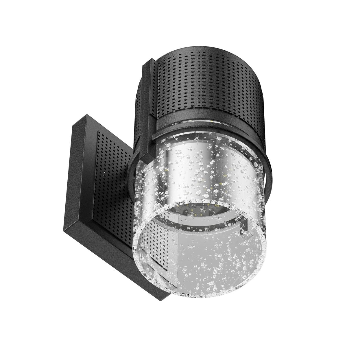 9W Cylinder LED Wall Sconce Light 5000K Daylight White, 500 Lumens, LED Outdoor Wall Light, Clear Bubble Glass, 120V Dimmable ETL Listed Textured Black Finish - LEDMyPlace