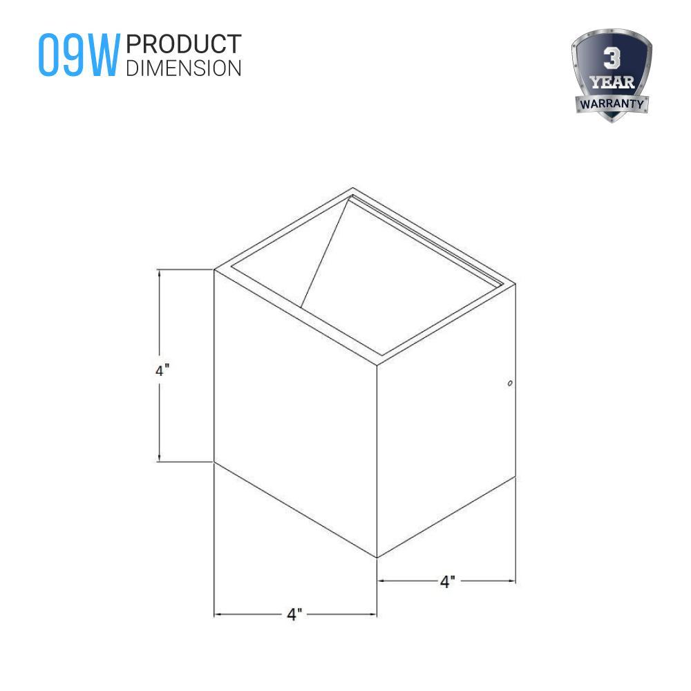 9W Square Shape LED Wall Sconce, 3000K Warm White, 500LM, Clear Glass, Wall Mount, 120V Triac Dimmable ETL Damp Location - LEDMyPlace