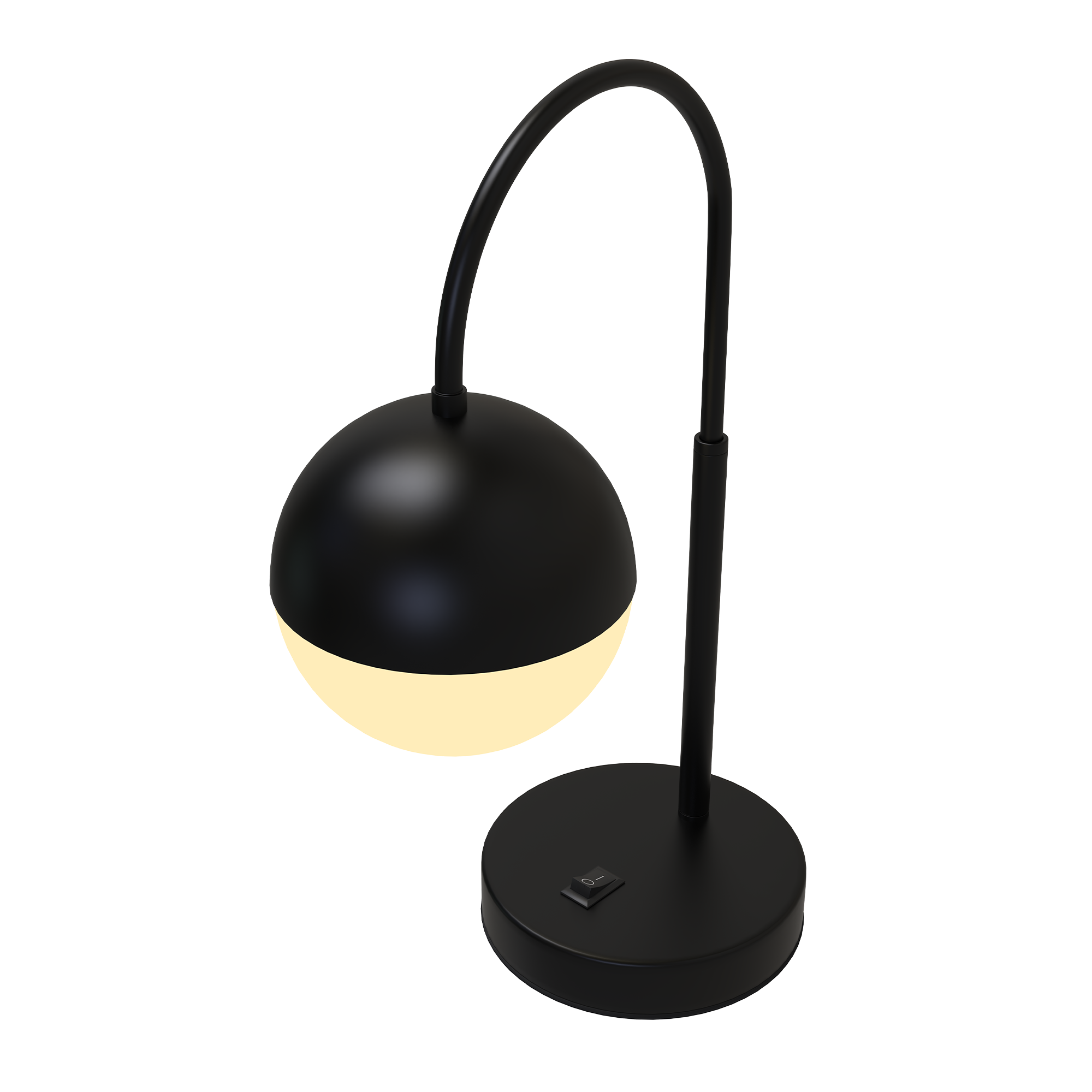 26 in. Black Arc Table Lamp with Black/White Sphere Shade, Material Iron & glass, E26 1 x 60W (Bulb Not Included)