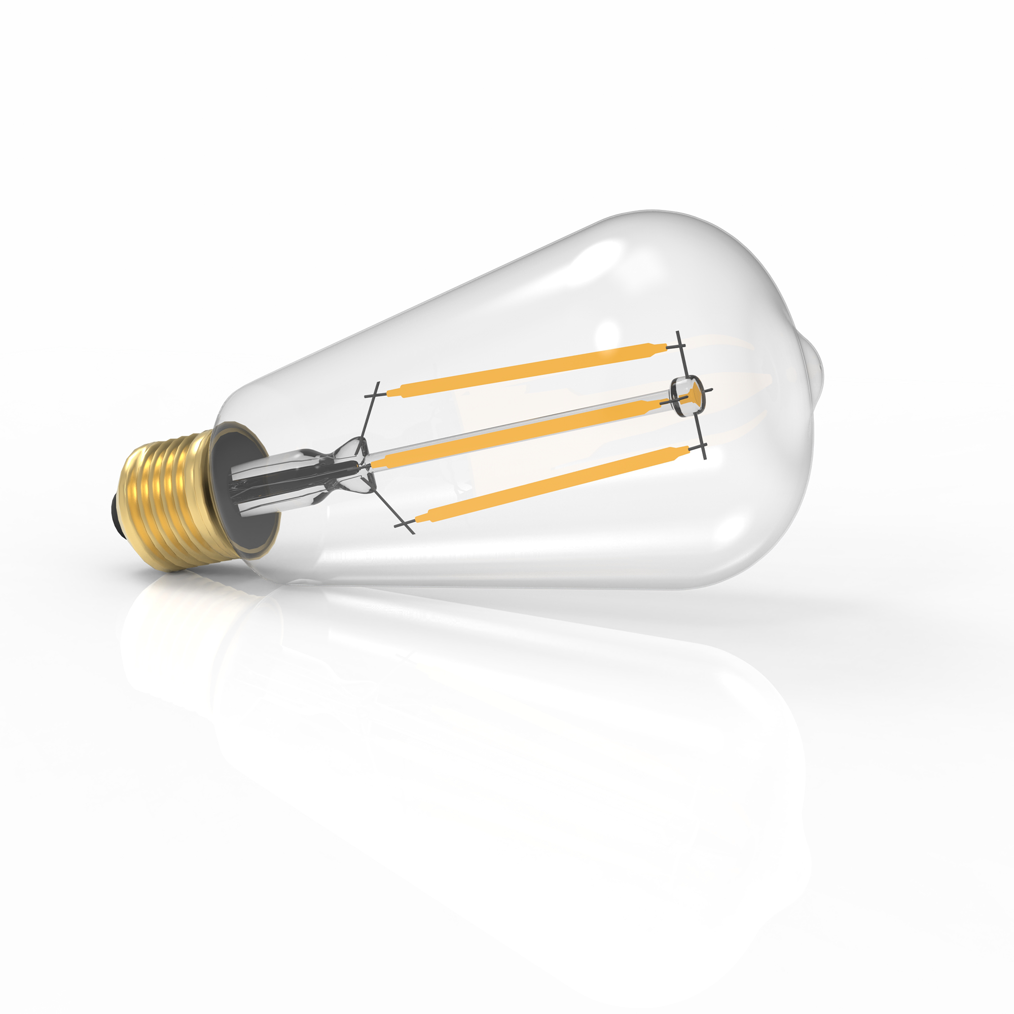 ST18 Dimmable Straight Filament Vintage Edison LED Light Bulb, 6W, 2700K, 600LM, 120V/60Hz, 4-filament, E26, Clear, Warm Amber Light