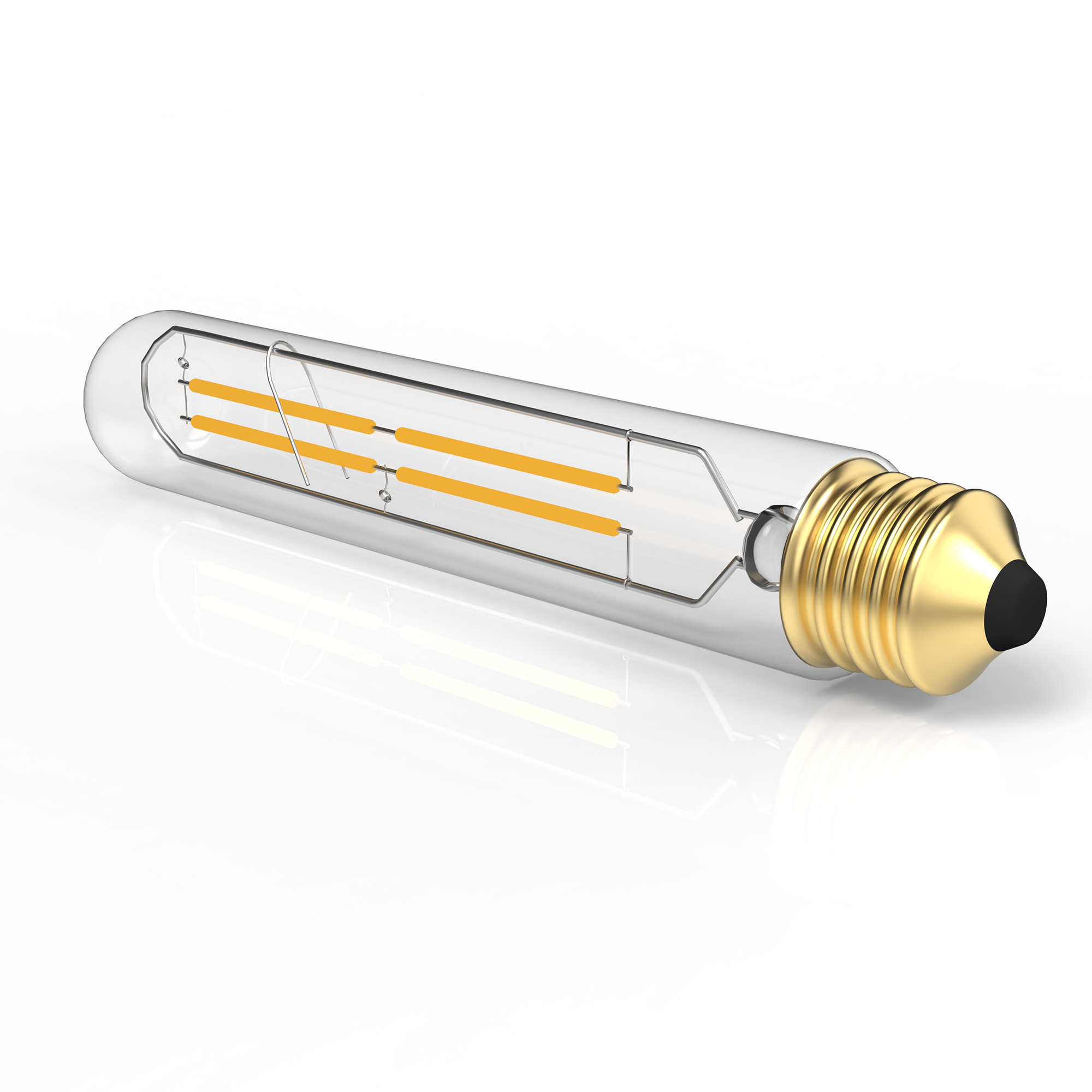 E26 8W Vintage LED Bulb T10 LED Tubular Bulb, 4-Filament Light Bulb, Dimmable, 2700K, 120V/60Hz, 900LM, Clear