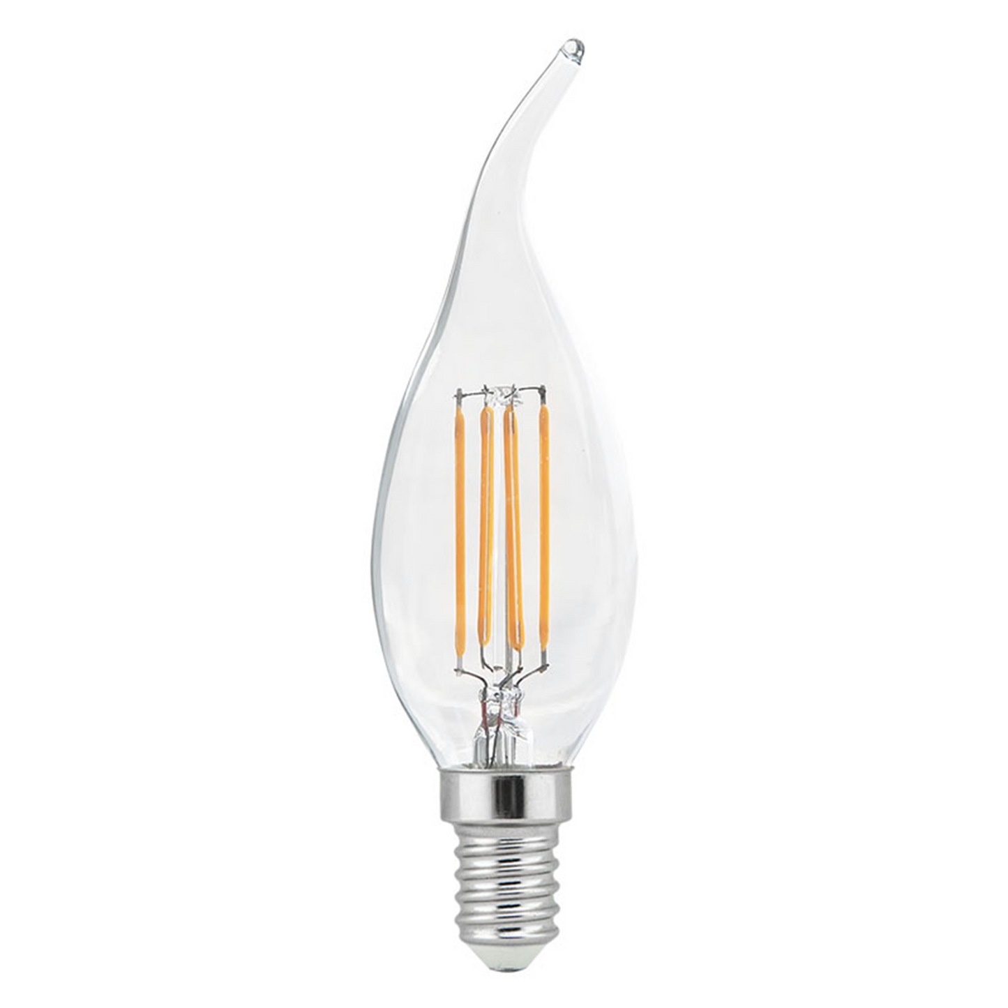 6W Filament LED Bulb, 2700K, 500LM, 120V/60Hz, 4-filament, E12, Candelabra Light Bulbs, Dimmable, Clear