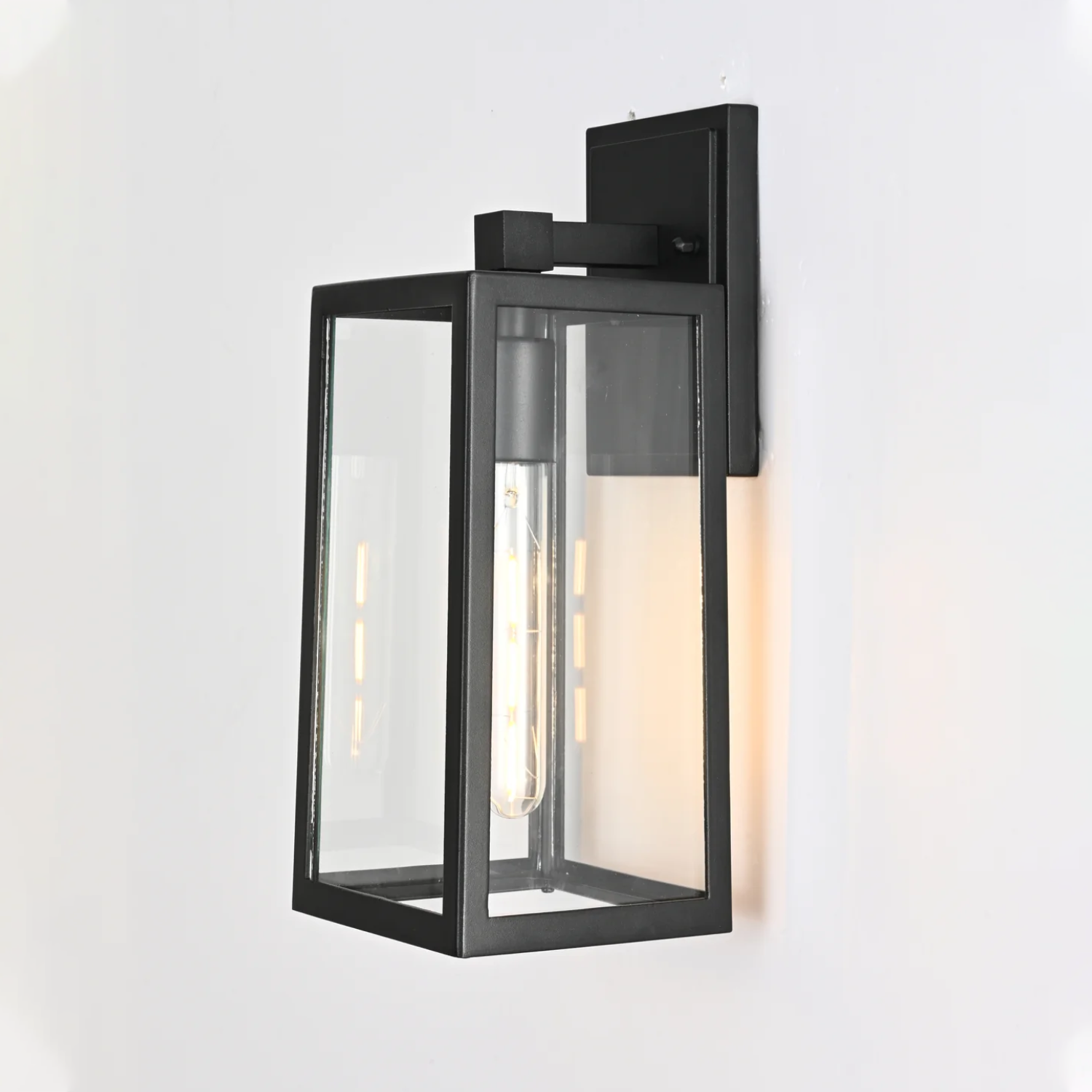 1-Light, Wall Mount Light with Clear Glass, Black, Wall Lamp for Outside House