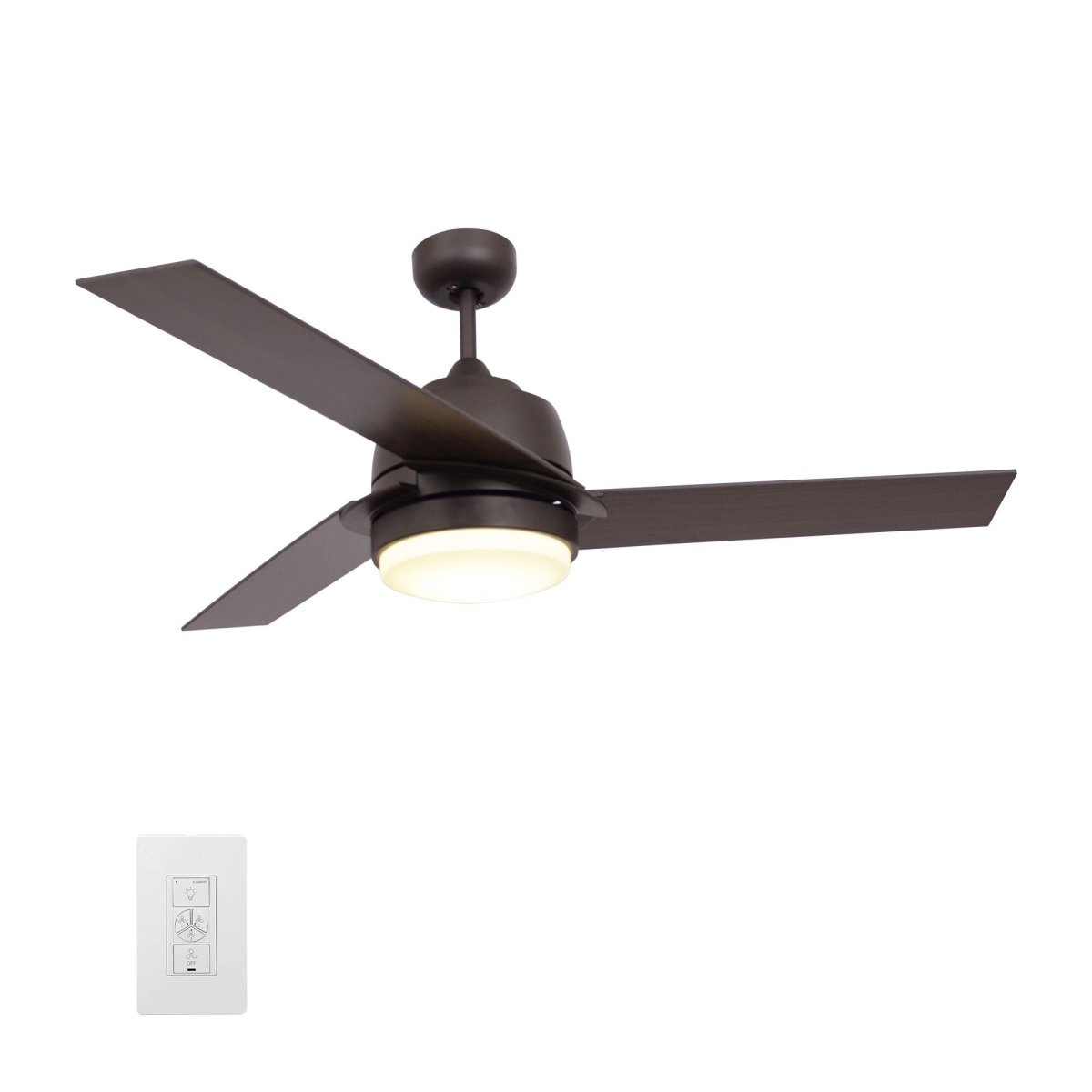 Aeryn 52 inch 3 - Blade Best Smart Ceiling Fan with Wall Switch - Oil Rubbed Bronze/Walnut - LEDMyPlace