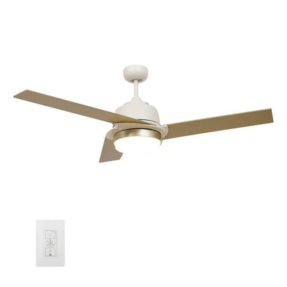 AERYN 52 inch 3 - Blade Best Smart Ceiling Fan with Wall Switch - White/Champagne - LEDMyPlace