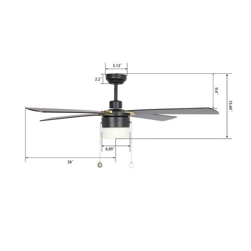 AMALFI 52 inch 4 - Blade best Ceiling Fan with Pull Chain - Black/Black - LEDMyPlace