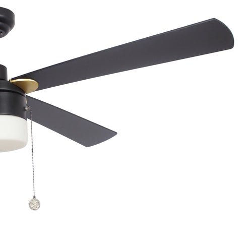 AMALFI 52 inch 4 - Blade best Ceiling Fan with Pull Chain - Black/Black - LEDMyPlace