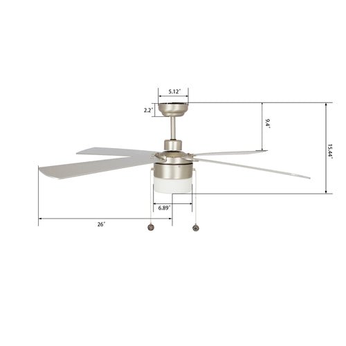 AMALFI 52 inch 4 - Blade best Ceiling Fan with Pull Chain - Brushed Nickel/Silver - LEDMyPlace