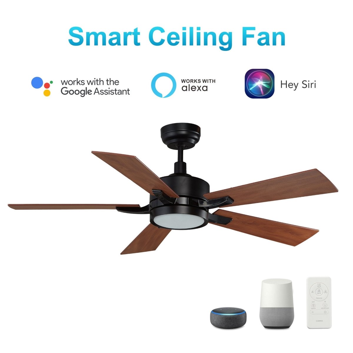 Apex 56'' Best Smart Ceiling Fan with Remote, Light Kit Included, Works with Google Assistant, Alexa, Siri Shortcut - LEDMyPlace