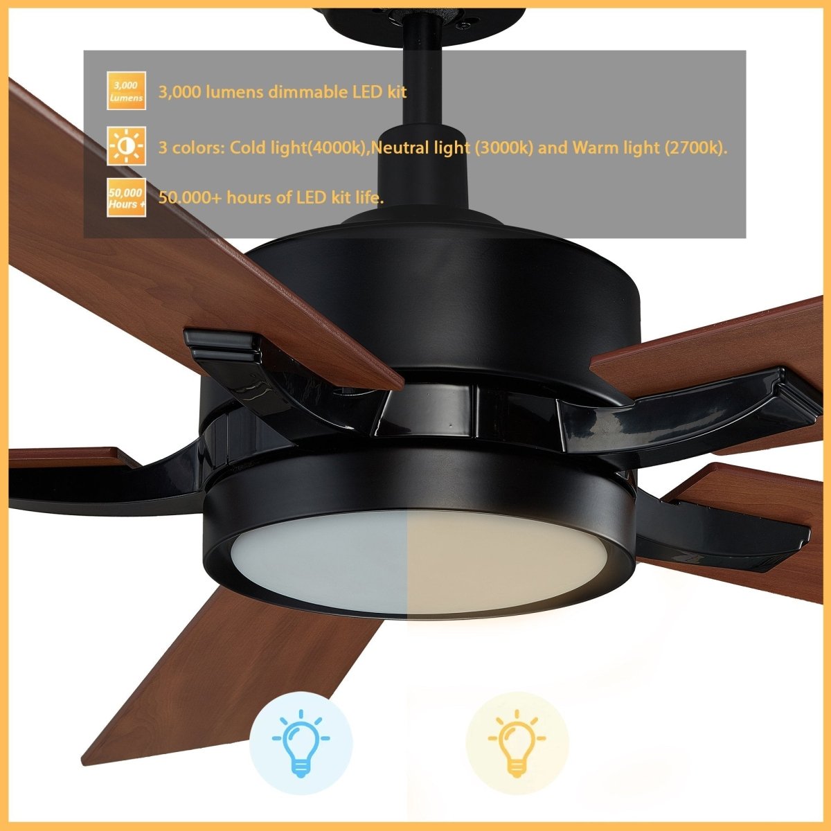 Apex 56'' Best Smart Ceiling Fan with Remote, Light Kit Included, Works with Google Assistant, Alexa, Siri Shortcut - LEDMyPlace