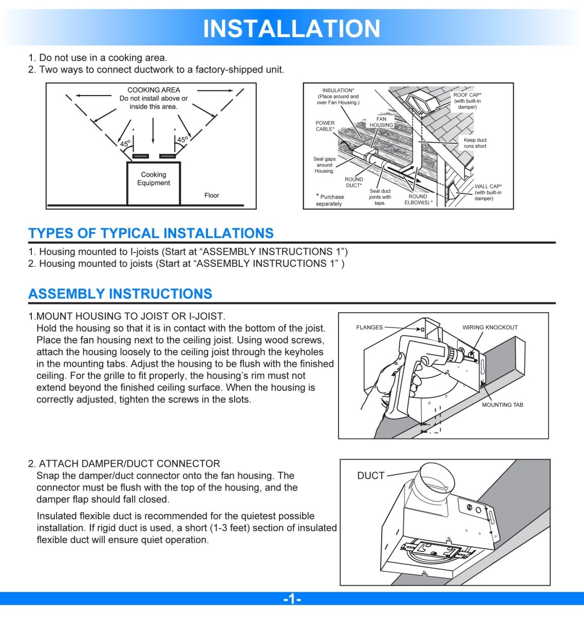 Bathroom Exhaust Fan, 50 CFM, 2.5 Sones, ETL Listed, Ceiling Mounted - LEDMyPlace