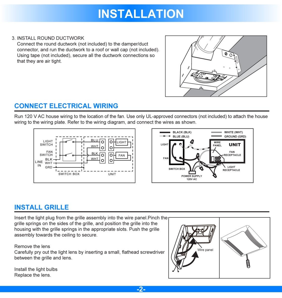 Bathroom Exhaust Fan, 50 CFM, 2.5 Sones, ETL Listed, Ceiling Mounted - LEDMyPlace