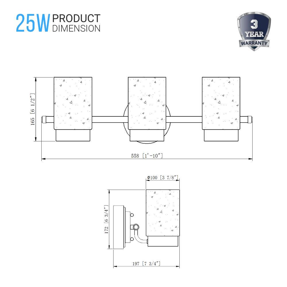 Bathroom Light Fixtures, 4000K, Dimmable, Brushed Nickel Finish, Wall Mount, Damp Location, Vanity Lighting - LEDMyPlace