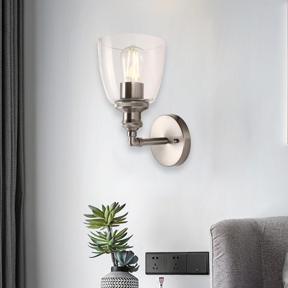 Bell Shape Wall Sconce Lighting Fixture, Brushed Nickel Finish, E26 Base, UL Listed for Dry Location, 3 Years Warranty - LEDMyPlace