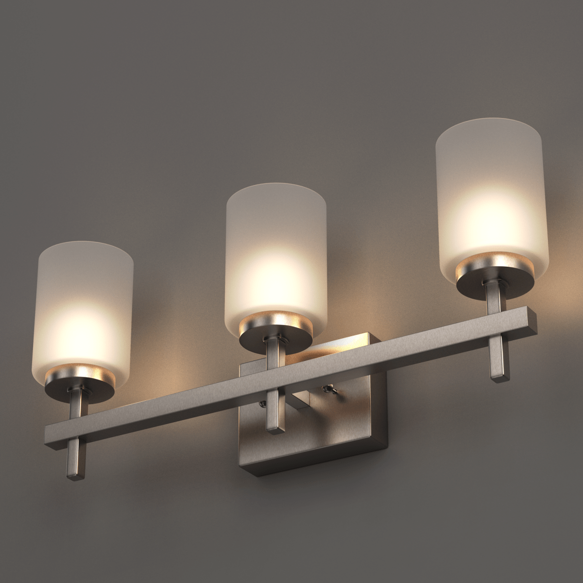 Brushed Nickel Bathroom Light Fixtures with Opal Glass Shades, Wall Mount, 4000K (Cool White), Vanity Lighting, ETL Listed, Cylinder Shape Bath Bar Light - LEDMyPlace