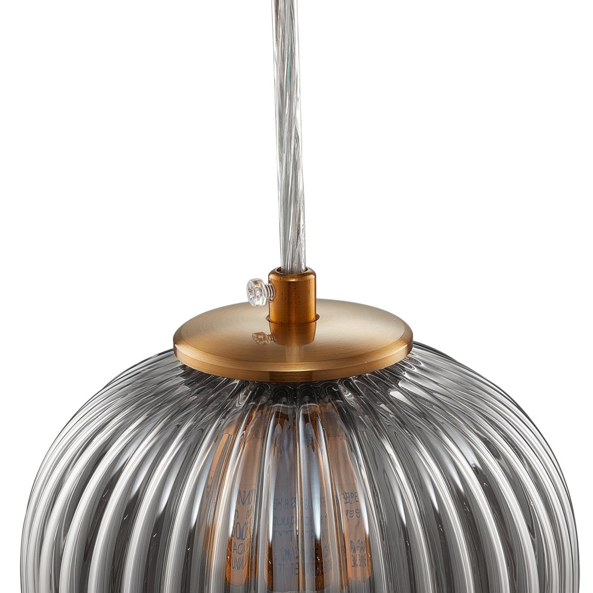 Circulus Chrome Gray Ribbed Glass Indoor & Outdoor Best Pendant Light - LEDMyPlace