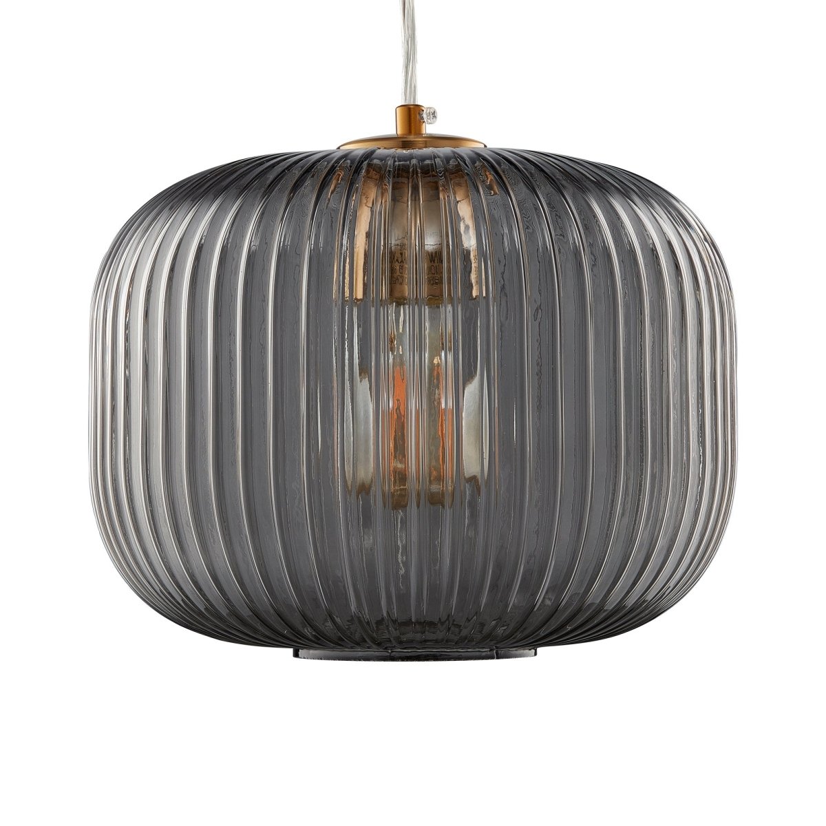 Circulus Chrome Gray Ribbed Glass Indoor & Outdoor Best Pendant Light - LEDMyPlace