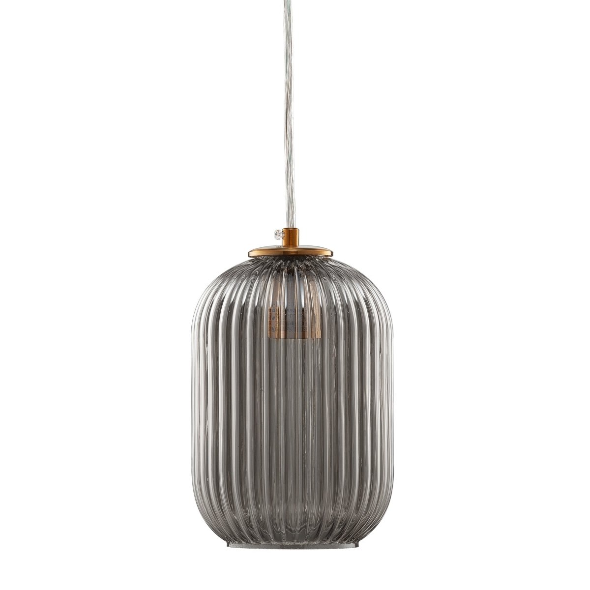 Circulus Chrome Gray Ribbed Glass Indoor & Outdoor Best Pendant Light - LEDMyPlace