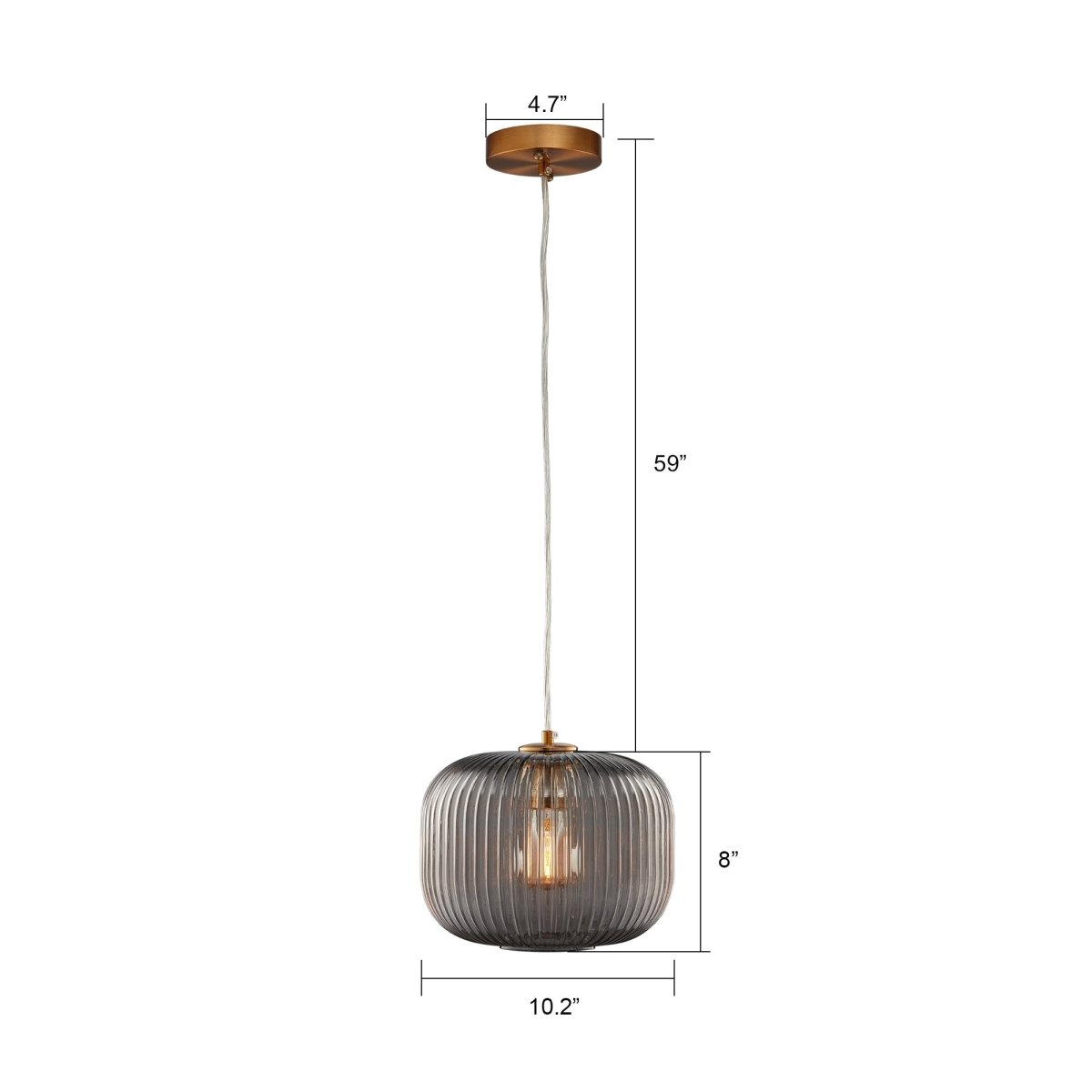 Circulus Chrome Gray Ribbed Glass Indoor & Outdoor Best Pendant Light - LEDMyPlace