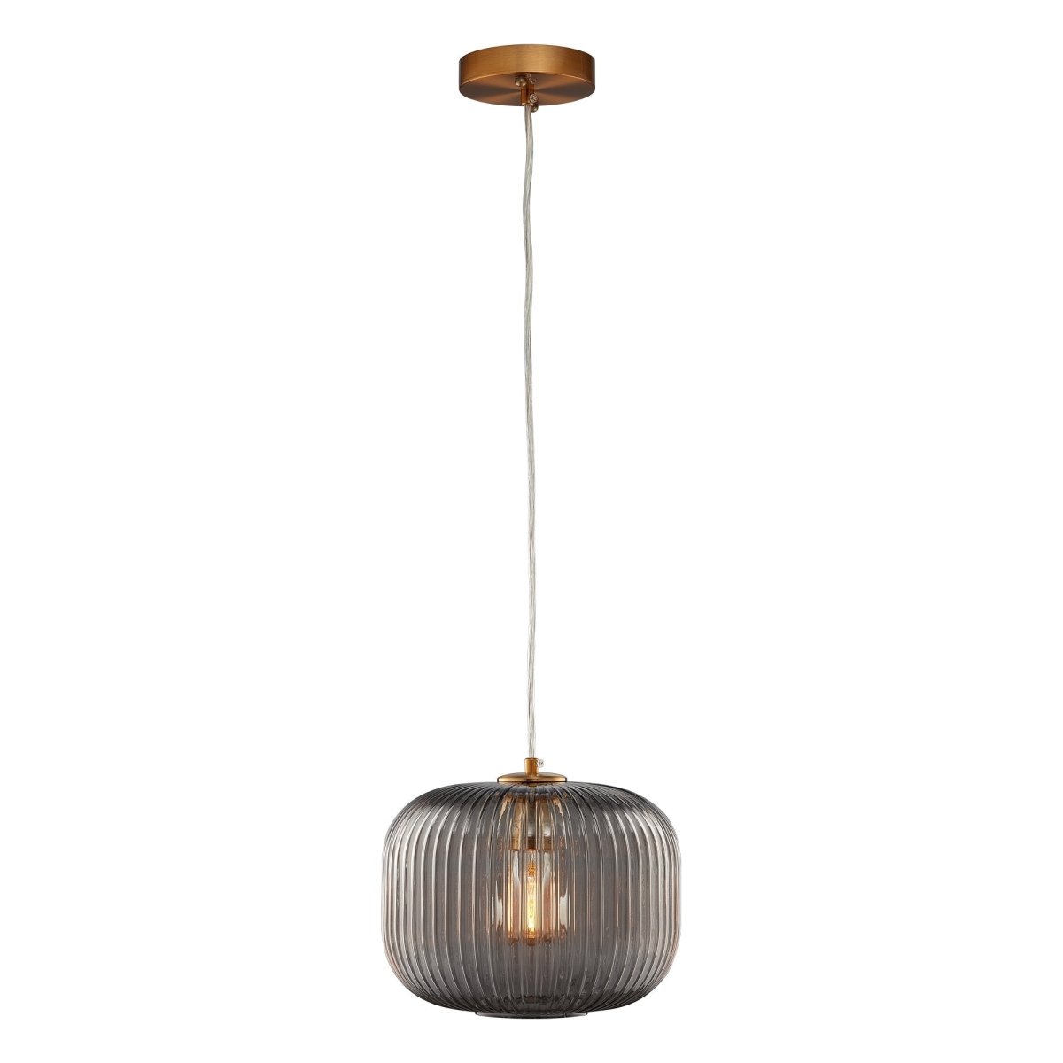 Circulus Chrome Gray Ribbed Glass Indoor & Outdoor Best Pendant Light - LEDMyPlace