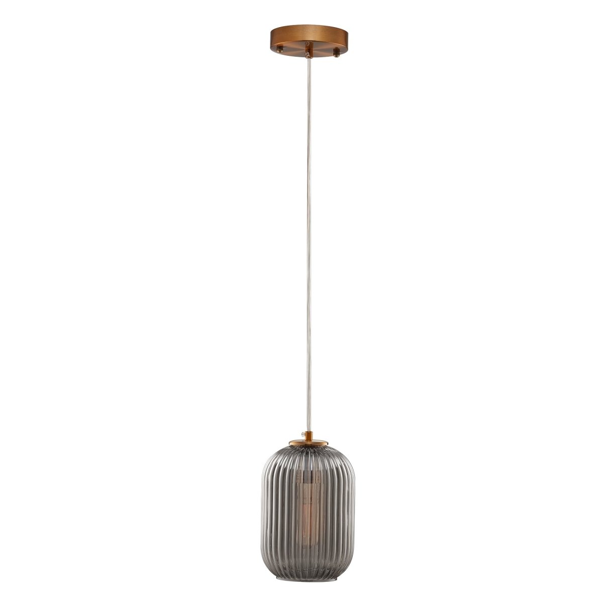 Circulus Chrome Gray Ribbed Glass Indoor & Outdoor Best Pendant Light - LEDMyPlace