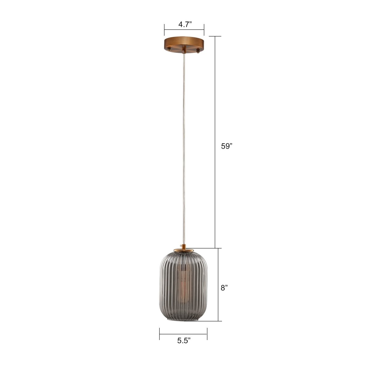 Circulus Chrome Gray Ribbed Glass Indoor & Outdoor Best Pendant Light - LEDMyPlace