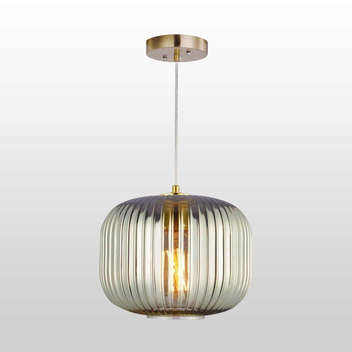 Circulus Chrome Gray Ribbed Glass Indoor & Outdoor Best Pendant Light - LEDMyPlace