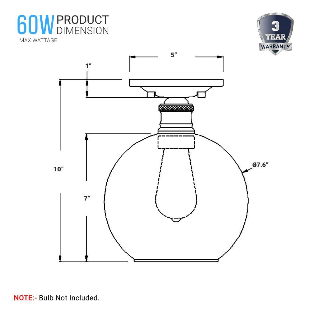 Clear Glass Dome Shape Semi Flush Mount Ceiling Lights, Brushed Nickel Finish, E26 Base, Ceiling Mounting, UL Listed for Damp Location - LEDMyPlace