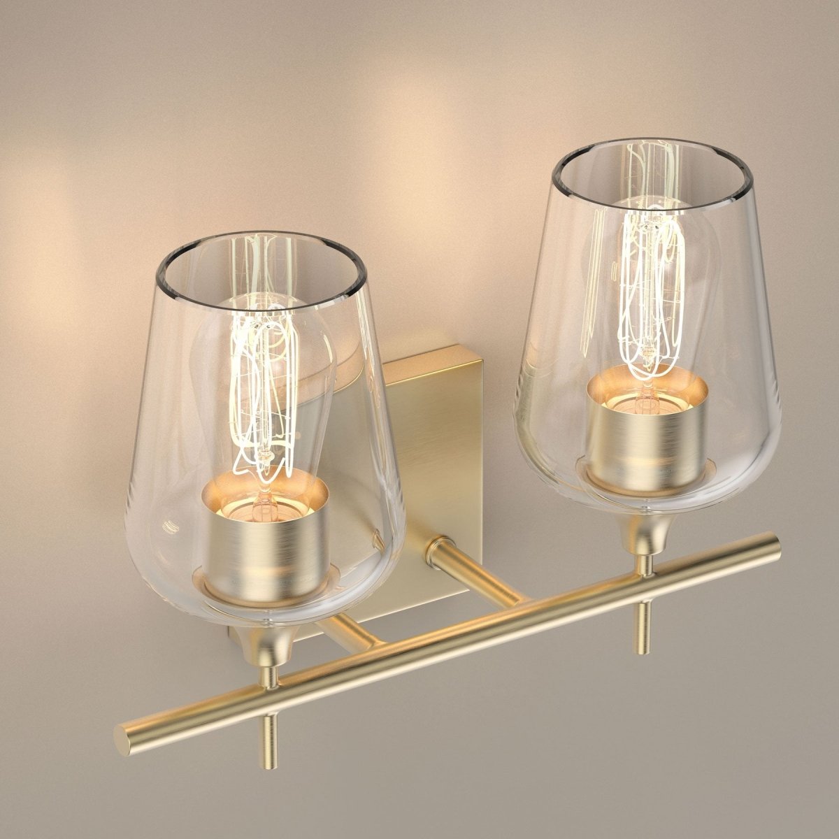 Clear Glass Shade Bathroom Light Fixtures, Bell Shape with Brass Gold Finish Vanity Lighting, E26 Base, UL Listed for Damp Location, Bathroom Wall Sconces - LEDMyPlace