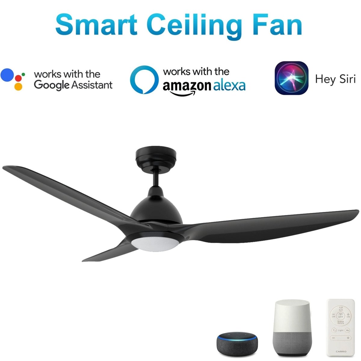 Cresta 52'' Best Smart Ceiling Fan With Remote, Light Kit Included, Works with Google Assistant and Amazon Alexa,Siri Shortcut - LEDMyPlace