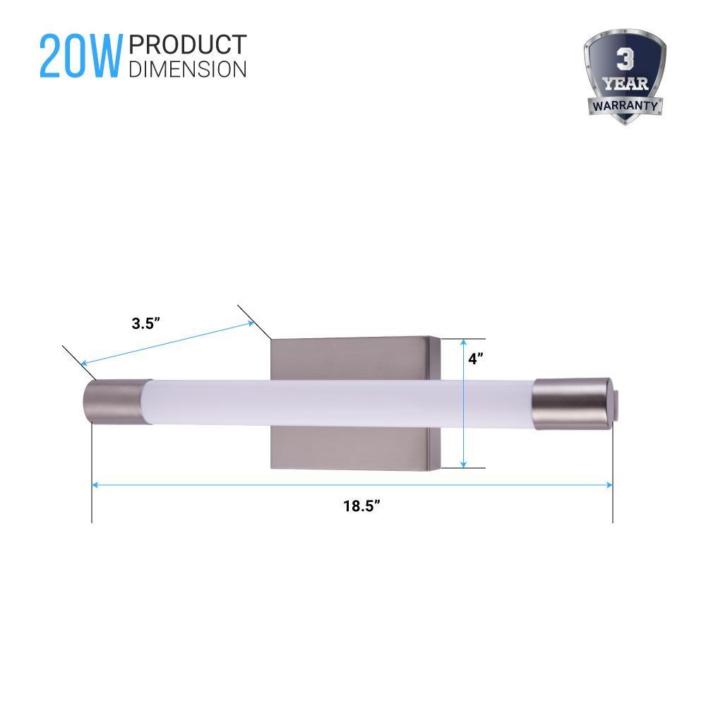 Cylinder Shape Integrated LED Bath Bar Light, 18.5 Inch/27.5 Inch, 4000K (Cool White), Dimmable, ETL Listed, Bathroom Vanity Lighting - LEDMyPlace