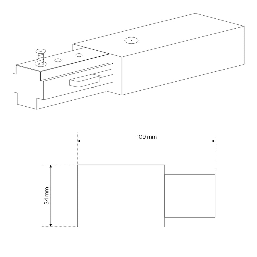 Decorative Lighting Live End System Track – 3 - Wire Single Circuit Track with End Cap in White Finish - LEDMyPlace