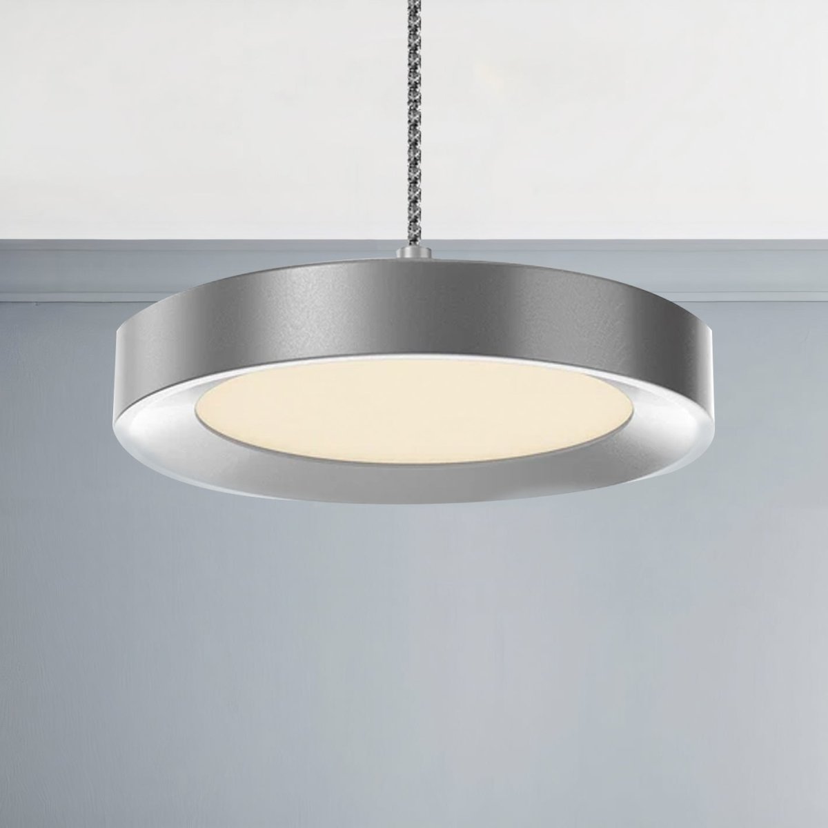 Disk Architectural, LED 5.5 Inch Round Pendant Mount Direct Down Light Fixture, 12W, 3000K, Dimmable - LEDMyPlace