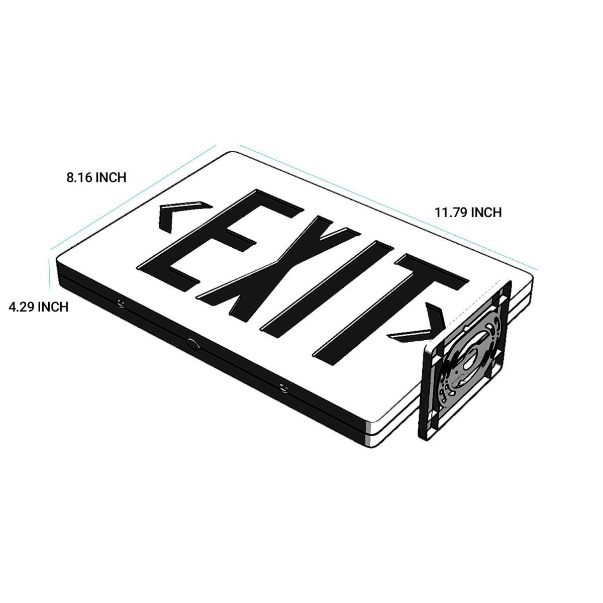 Double Sided LED Emergency EXIT Sign(Side & Ceiling Mount), 4W, AC120 - 277V, UL, 90 - min Battery Backup, Operating Temp: 0°C~40°C - LEDMyPlace