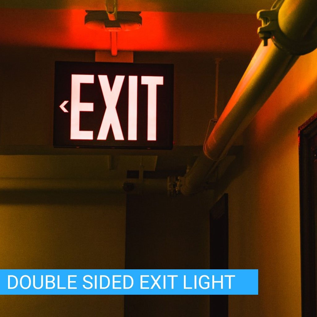 Double Sided LED Emergency EXIT Sign(Side & Ceiling Mount), 4W, AC120 - 277V, UL, 90 - min Battery Backup, Operating Temp: 0°C~40°C - LEDMyPlace