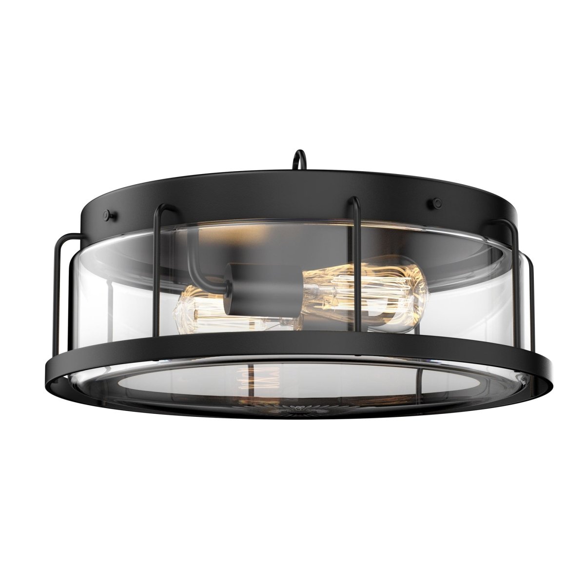 Drum Shape Flush Mount Ceiling Light, Matte Black Finish, Ceiling Lighting Fixture for Bedroom Kitchen Hallway Stairwell Entryway, E26 Base - LEDMyPlace