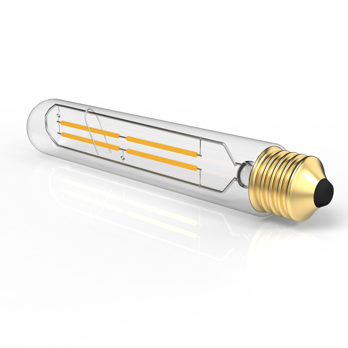 E26 8W Vintage LED Bulb T10 LED Tubular Bulb, 4 - Filament Light Bulb, Dimmable, 2700K, 120V/60Hz, 900LM, Clear - LEDMyPlace