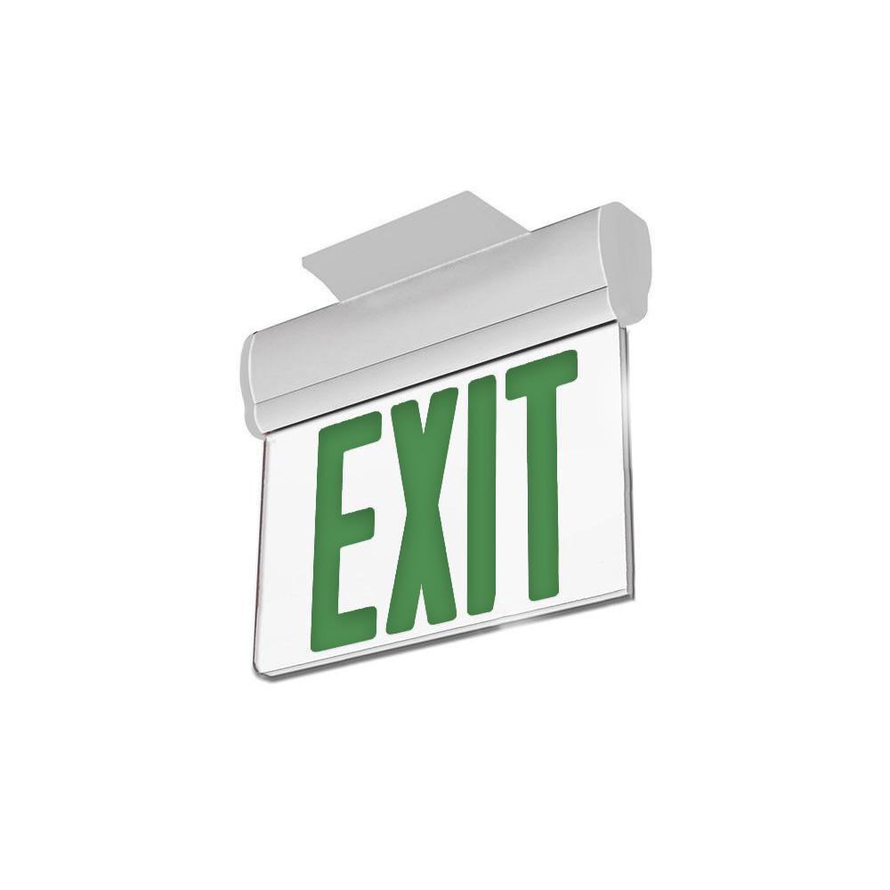 Edge Lit Green LED Exit Sign, 3W , 100 - 277 VAC, UL,CUL Listed, 90 - min Backup Battery, Surface Mount - LEDMyPlace