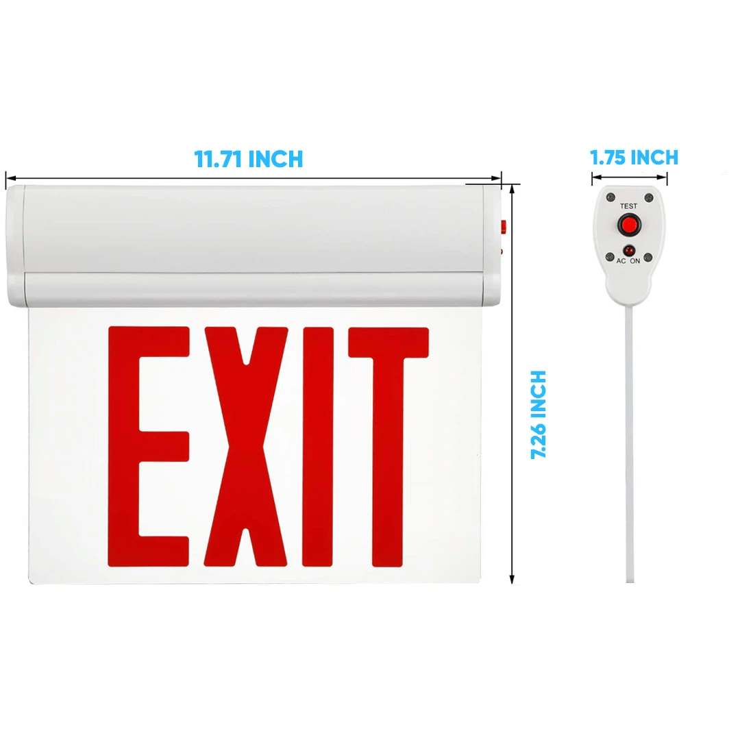 Edge Lit Red LED Exit Sign, 3W , Red, UL,CUL Listed, AC120 - 277V, Surface Mount, 90 - min Battery Backup - LEDMyPlace