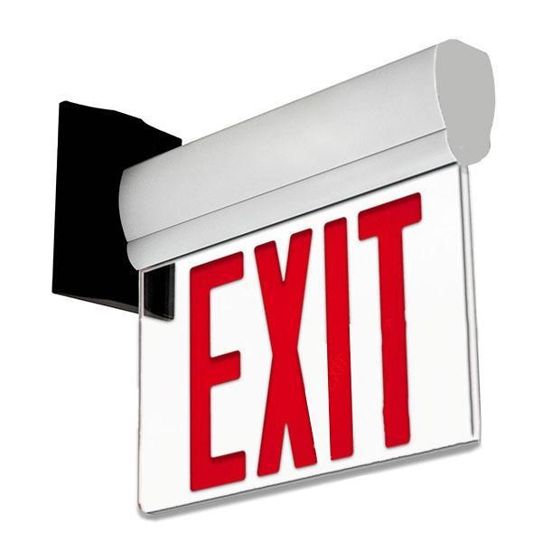 Edge Lit Red LED Exit Sign, 3W , Red, UL,CUL Listed, AC120 - 277V, Surface Mount, 90 - min Battery Backup - LEDMyPlace