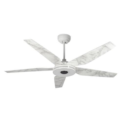 Explorer 52 In. 5 - Blade Outdoor Best Smart Ceiling Fan, White Marble Pattern with Dimmable Led Light, Remote Control, Alexa/google Home/Siri Compatible - LEDMyPlace