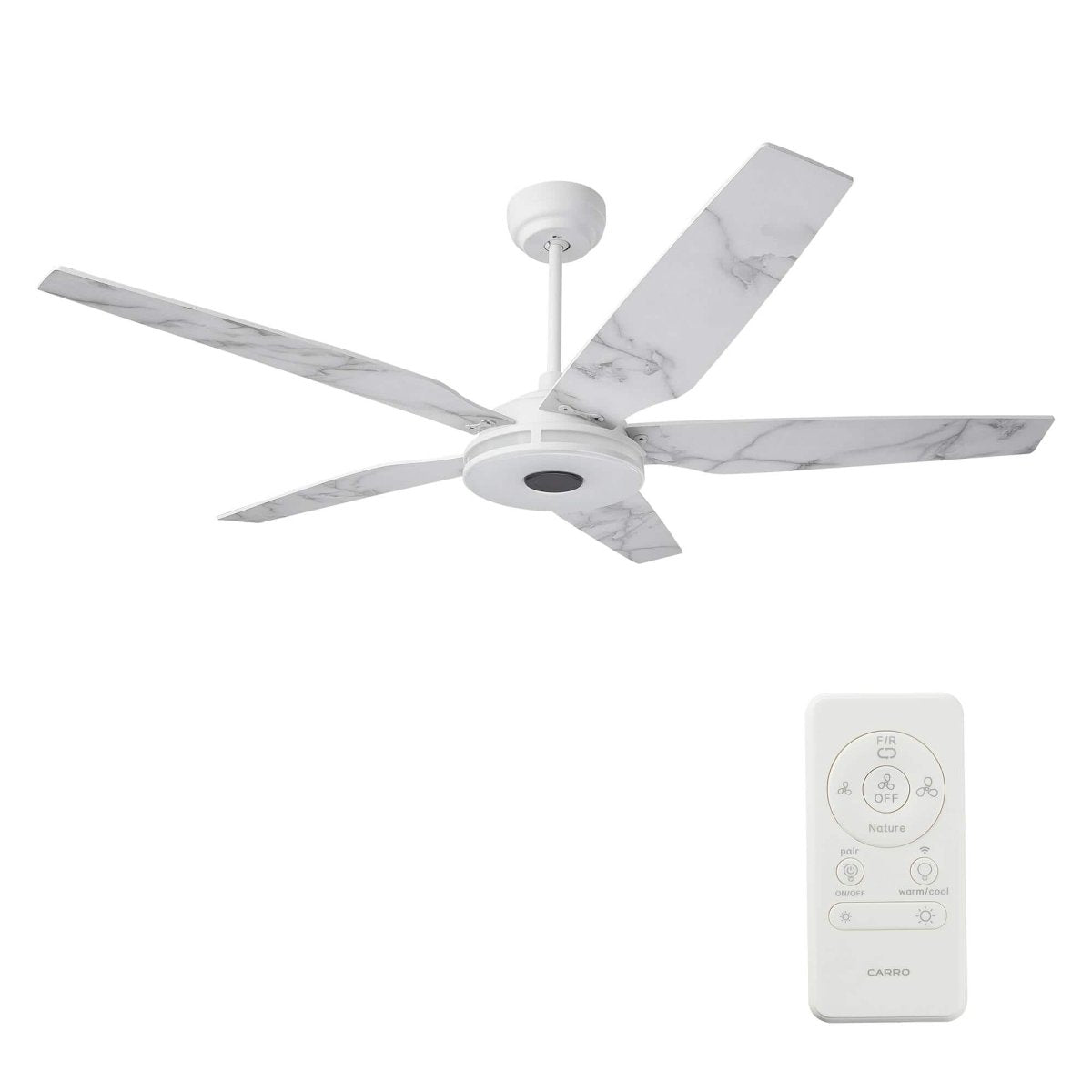 Explorer 52 In. 5 - Blade Outdoor Best Smart Ceiling Fan, White Marble Pattern with Dimmable Led Light, Remote Control, Alexa/google Home/Siri Compatible - LEDMyPlace