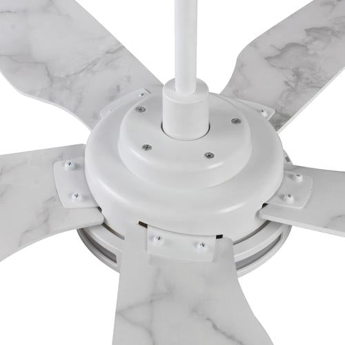 Explorer 52 In. 5 - Blade Outdoor Best Smart Ceiling Fan, White Marble Pattern with Dimmable Led Light, Remote Control, Alexa/google Home/Siri Compatible - LEDMyPlace