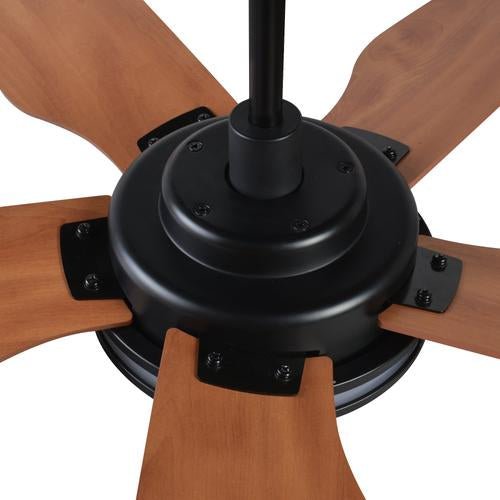 Explorer 52 In. Best Smart Ceiling Fan with Dimmable Led Light, Remote Control, Black/wood Grain Pattern, 5 - Blade W/ Alexa/Google Home Compatible - LEDMyPlace